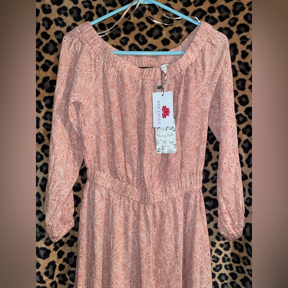 Maxi dress cute red lotus collection nwt